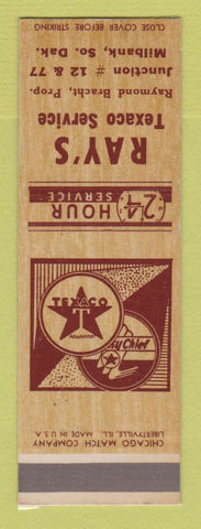 Matchbook Cover - Texaco oil gas Ray's Milbank SD SAMPLE LAMINATED