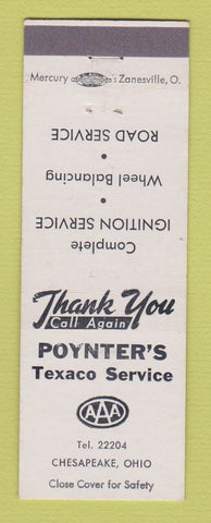 Matchbook Cover - Texaco oil gas Poynter's Chesapeake OH