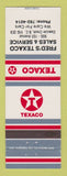 Matchbook Cover - Texaco oil gas Fred's Dawson Creek BC