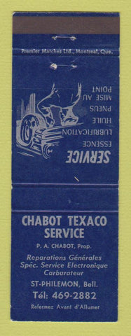 Matchbook Cover - Texaco oil gas Chabot St Philemon QC