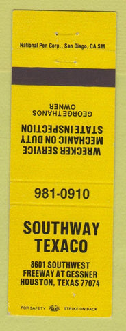 Matchbook Cover - Texaco oil gas Southway Houston TX