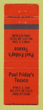 Matchbook Cover - Texaco oil gas Paul Friday's Del City OK ORANGE