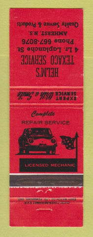 Matchbook Cover - Texaco oil gas Helm's Amherst NS WEAR