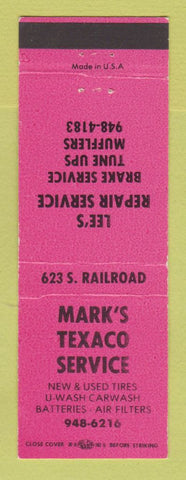 Matchbook Cover - Texaco oil gas Mark's Service