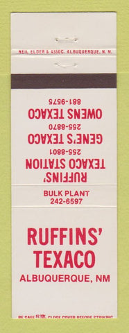 Matchbook Cover - Texaco oil gas Ruffins' Albuquerque NM