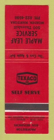 Matchbook Cover - Texaco oil gas Maple Leaf Service Morden MB