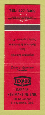 Matchbook Cover - Texaco oil gas Garage Ste Martine QC