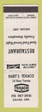 Matchbook Cover - Texaco oil gas Hart's Hagar ON