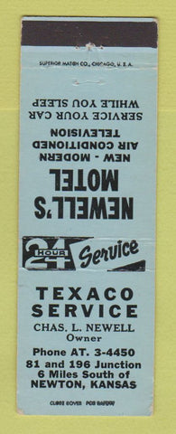 Matchbook Cover - Texaco oil gas Newell's Motel Newton KS