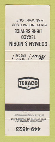 Matchbook Cover - Texaco oil gas Gorman & Morin Maniwaki QC