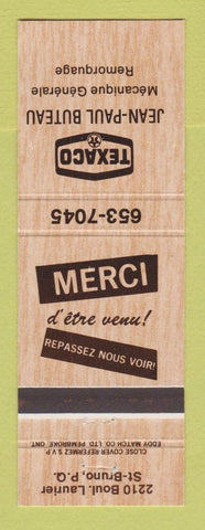 Matchbook Cover - Texaco oil gas Jean Paul Buteau St Bruno QC