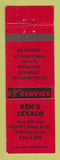 Matchbook Cover - Texaco oil gas Ken's Thibodaux LA