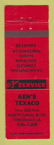 Matchbook Cover - Texaco oil gas Ken's Thibodaux LA