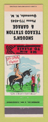 Matchbook Cover - Texaco oil gas Shough's Quemado NM hillbilly