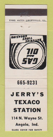 Matchbook Cover - Texaco oil gas Jerry's Angola IN