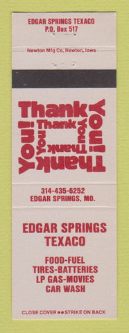 Matchbook Cover - Texaco oil gas Edgar Springs MO