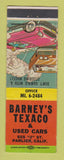 Matchbook Cover - Texaco oil gas Barney's Parlier CA