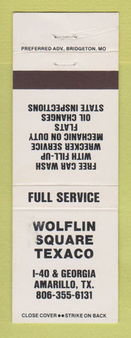 Matchbook Cover - Texaco oil gas Wolflin Square Amarillo TX