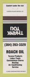 Matchbook Cover - Texaco oil gas Roach Martinsburg WV WHITE