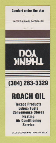 Matchbook Cover - Texaco oil gas Roach Martinsburg WV WHITE