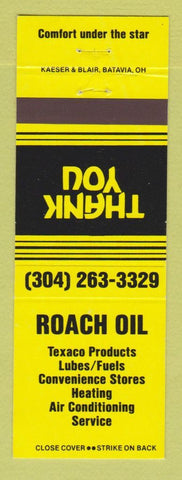 Matchbook Cover - Texaco oil gas Roach Martinsburg WV YELLOW