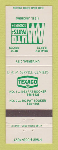 Matchbook Cover - Texaco oil gas AAA Auto Parts Universal City TX