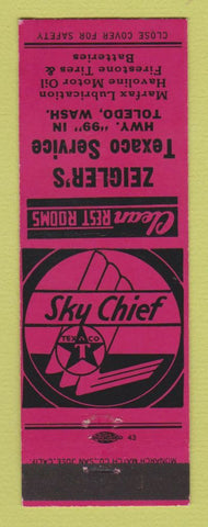 Matchbook Cover - Texaco oil gas Zeigler's Toledo WAX