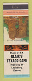 Matchbook Cover - Texaco oil gas Blair's Louisburg KS
