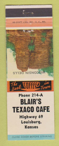 Matchbook Cover - Texaco oil gas Blair's Louisburg KS