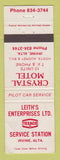 Matchbook Cover - Texaco oil gas Leith's Irvine AB Crystal Motel WEAR