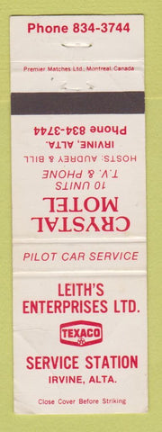 Matchbook Cover - Texaco oil gas Leith's Irvine AB Crystal Motel WEAR