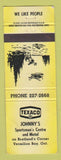 Matchbook Cover - Texaco oil gas Johnny's Vermilion Bay ON WEAR YELLOW
