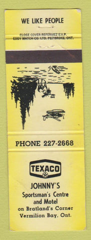Matchbook Cover - Texaco oil gas Johnny's Vermilion Bay ON WEAR YELLOW
