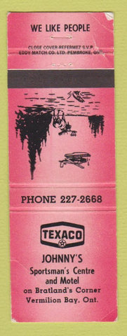 Matchbook Cover - Texaco oil gas Johnny's Vermilion Bay ON WORN RED