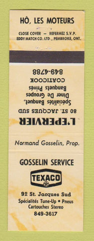 Matchbook Cover - Texaco oil gas Gosselin Service Coaticook QC YELLOW