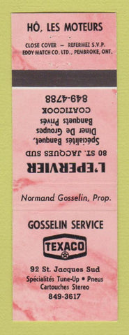 Matchbook Cover - Texaco oil gas Gosselin Service Coaticook QC PINK
