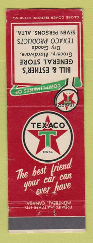 Matchbook Cover - Texaco oil gas Bill & Esther's Store Seven Persons AB CREASES