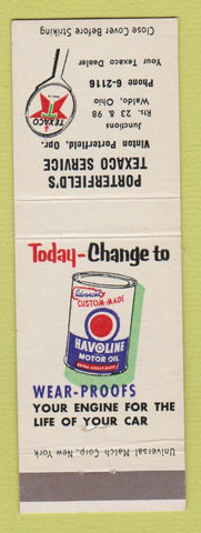 Matchbook Cover - Texaco oil gas Porterfield's Waldo OH