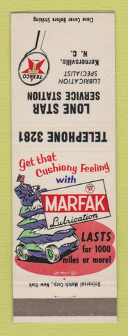 Matchbook Cover - Texaco oil gas Lone Star Kernersville NC LAMINATED