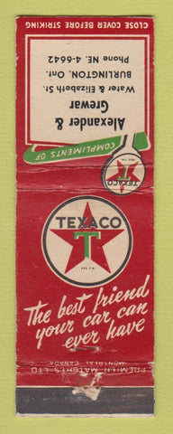 Matchbook Cover - Texaco oil gas Alexander & Grewar Burlington ON WORN