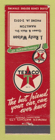 Matchbook Cover - Texaco oil gas J Rusty Watson Hamilton ON WEAR