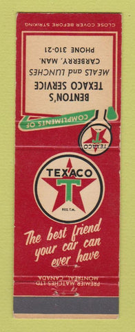 Matchbook Cover - Texaco oil gas Benton's Carberry MB #1