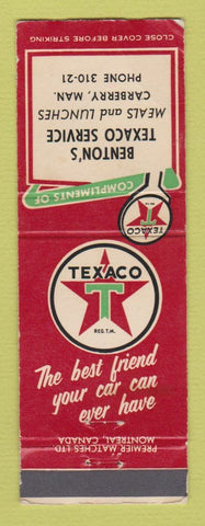 Matchbook Cover - Texaco oil gas Benton's Carberry MB WEAR #2