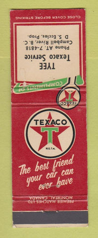Matchbook Cover - Texaco oil gas Tyee Campbell River BC WEAR