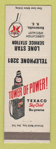 Matchbook Cover - Texaco oil gas Lone Star Kernersville NC LAMINATED