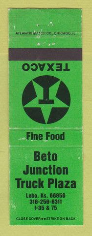 Matchbook Cover - Texaco oil gas Beto Junction Lebo KS WEAR GREEN