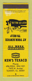 Matchbook Cover - Texaco oil gas Ken's Summit IL