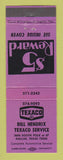 Matchbook Cover - Texaco oil gas Bill Hendrix Dallas TX PURPLE