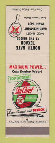 Matchbook Cover - Texaco oil gas North Gate Gardiner MT LAMINATED