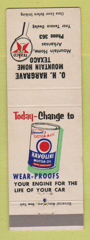 Matchbook Cover - Texaco oil gas OH Hargrave Mountain Home AR low phone #